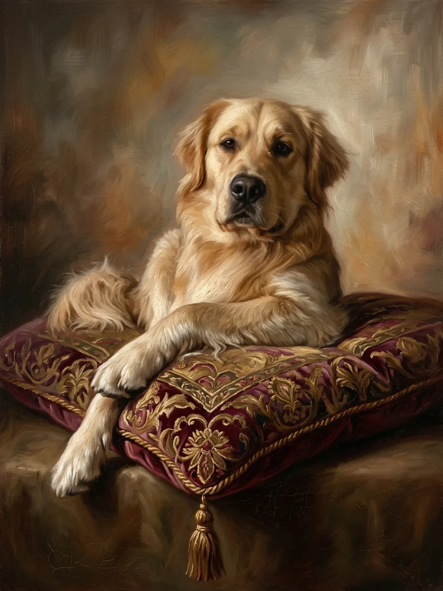 Custom pet portrait in classic oil painting style