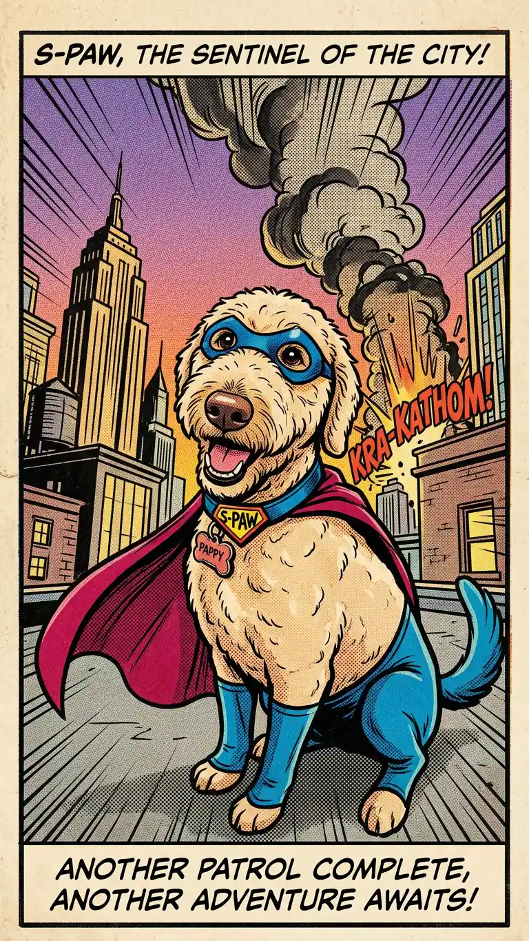 Custom pet portrait superhero style